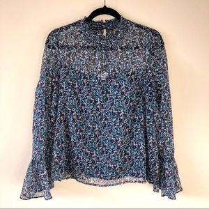 Xhilaration Floral Blouse with Bell Sleeves